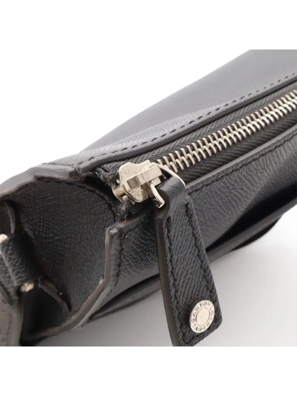 Bvlgari Man Messenger Bag Crossbody Leather Gray Silver